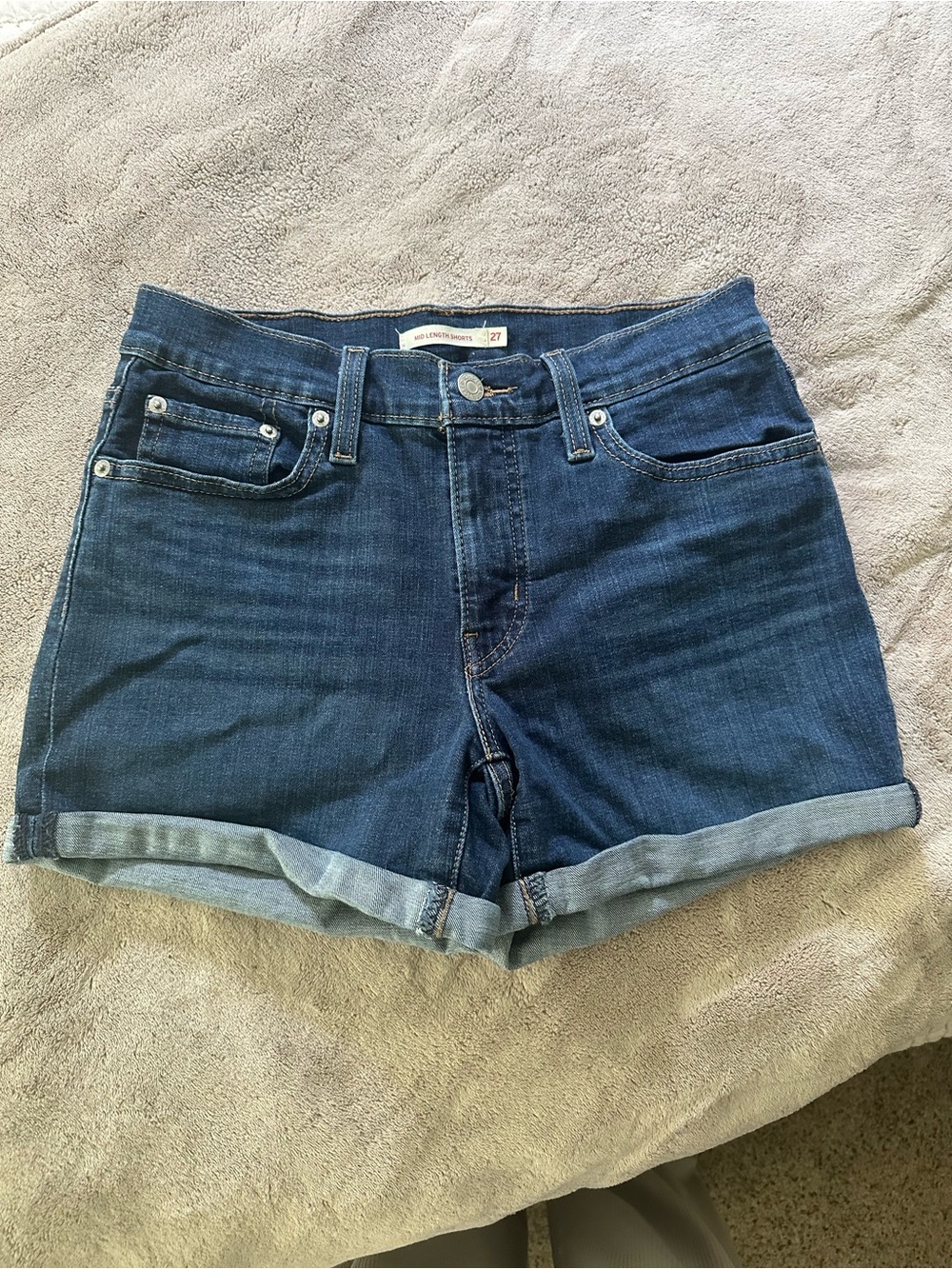 Levi's Dark Blue Rolled Cuff Denim Shorts